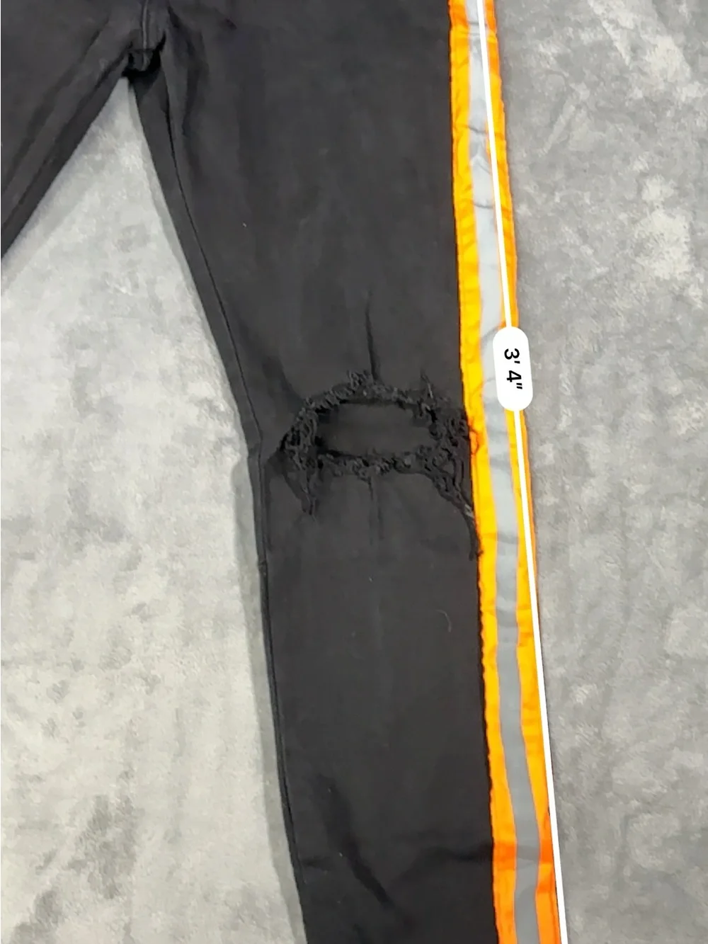 Black NovaMen’s Skinny Jeans with Orange Reflective Side Stripes